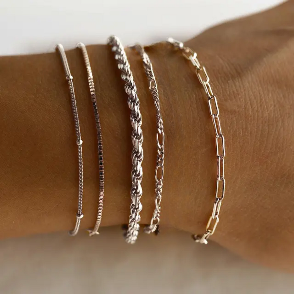 Fashionable - Set of 5 Silver Bracelets