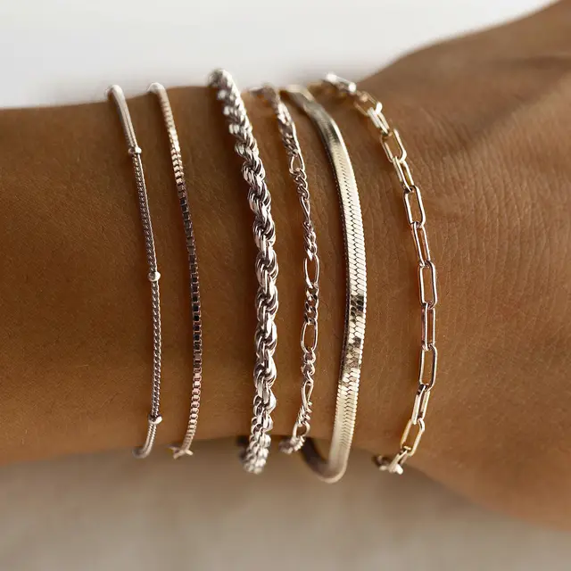 Fashionable - Set of 6 Silver Bracelets