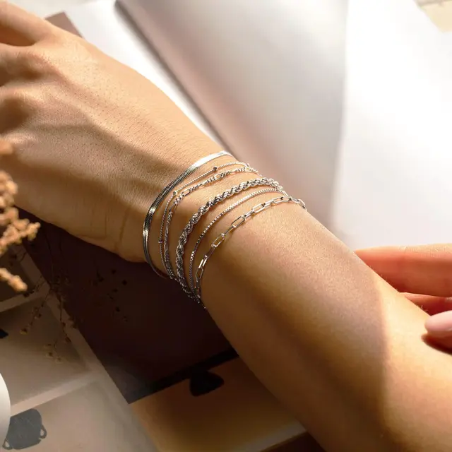 Fashionable - Set of 6 Silver Bracelets