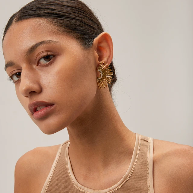 Studded Sunrays - Earrings