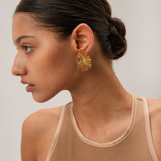 Studded Sunrays - Earrings