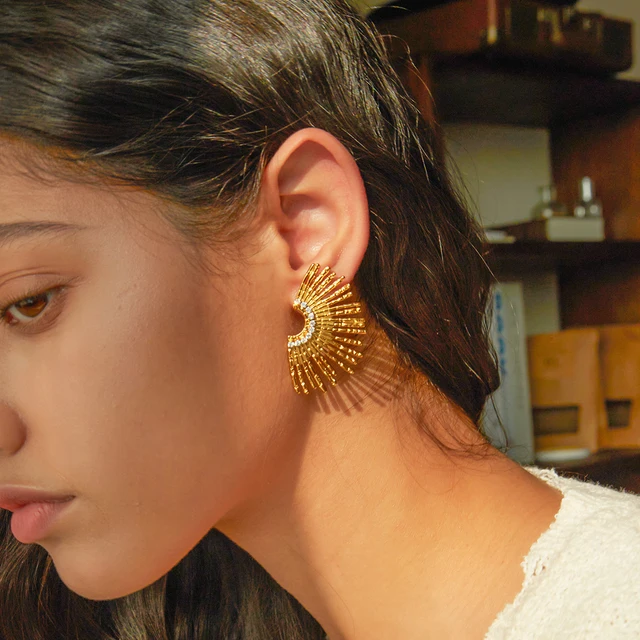 Studded Sunrays - Earrings