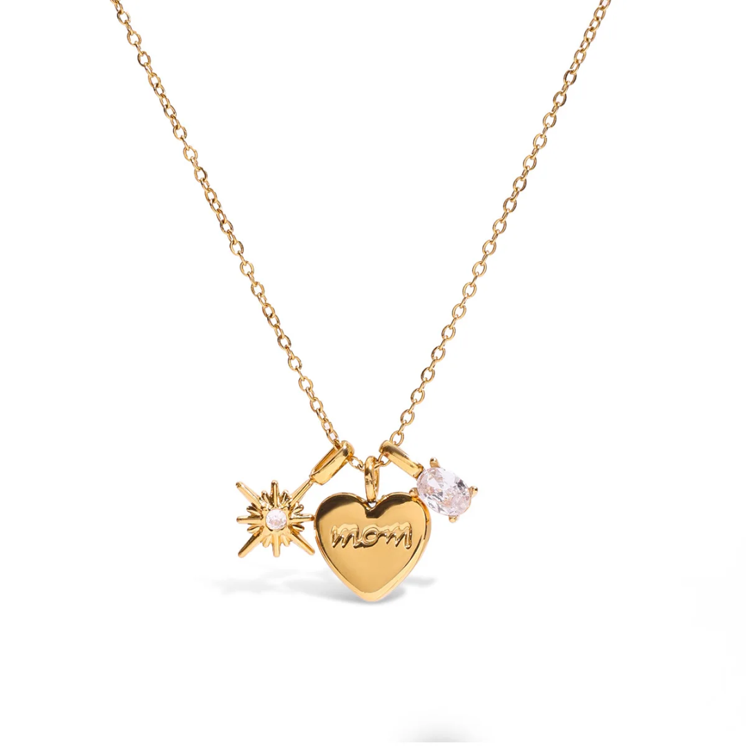 Mom's Heart - 3 Pendants Necklace