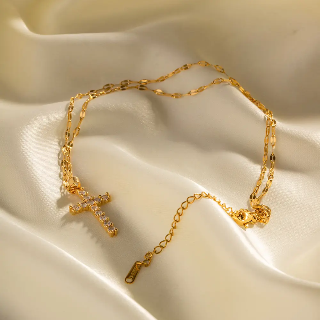 Studded Cross - Necklace