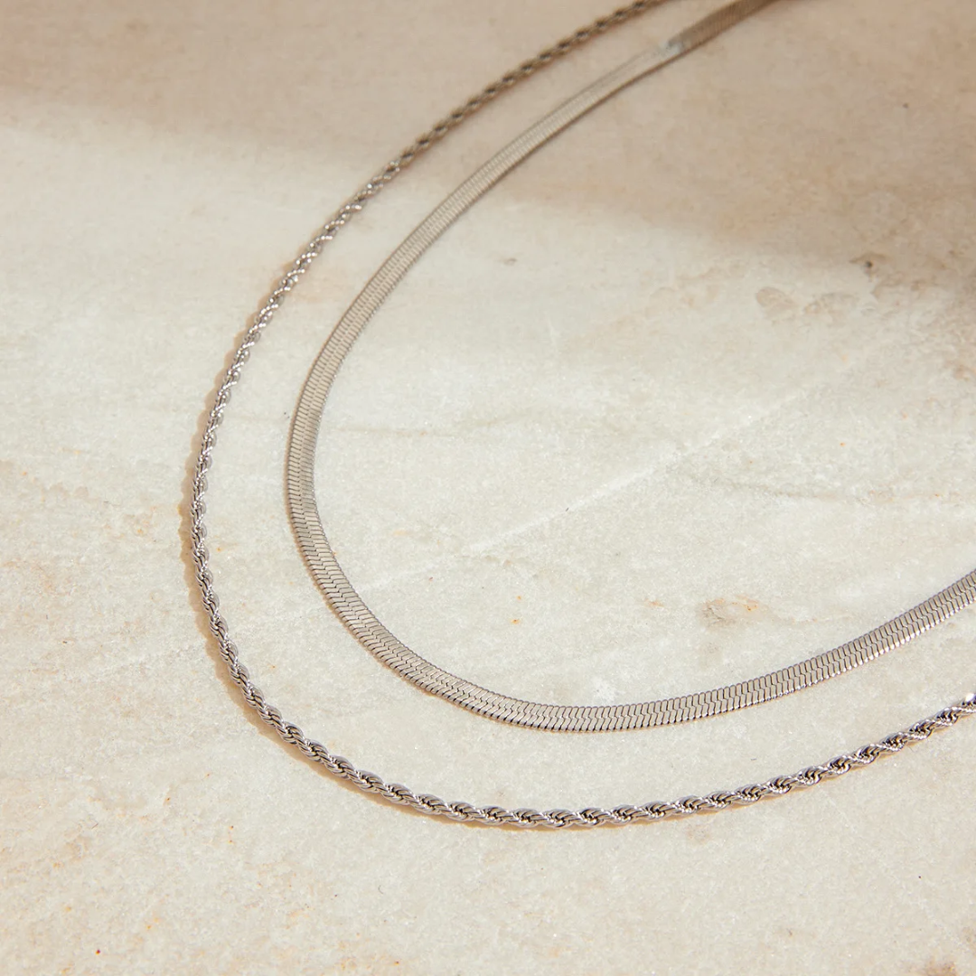 Summer Elegance - 2 Layers Silver Necklace