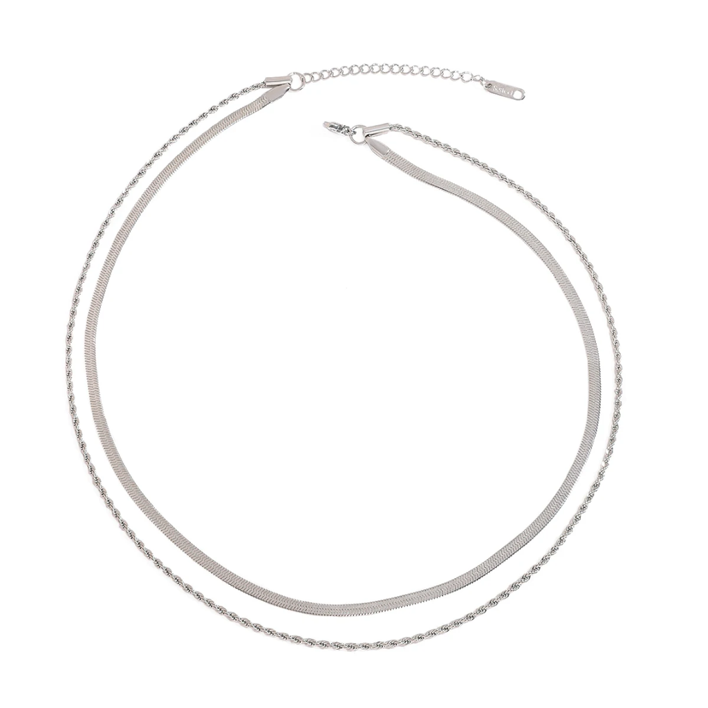 Summer Elegance - 2 Layers Silver Necklace
