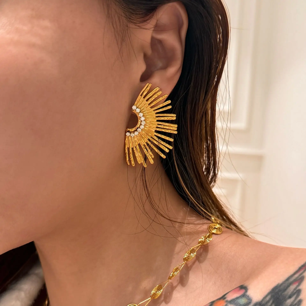Studded Sunrays - Earrings