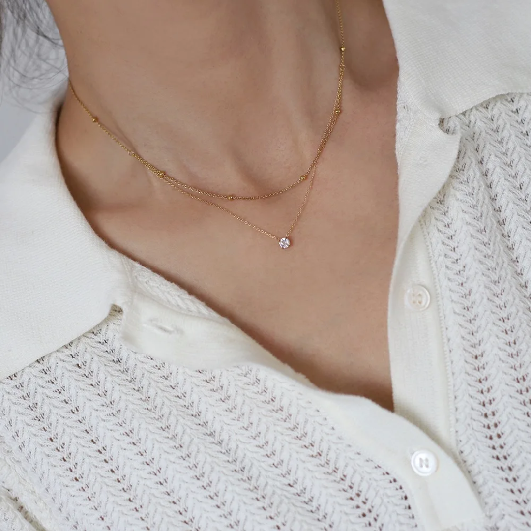 Single Gem - 2 Layers Necklace