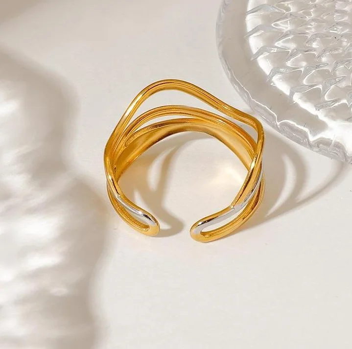 Waves - Gold & Silver Ring