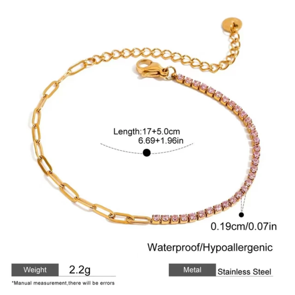 Pink Tennis Paper Clip - Bracelet