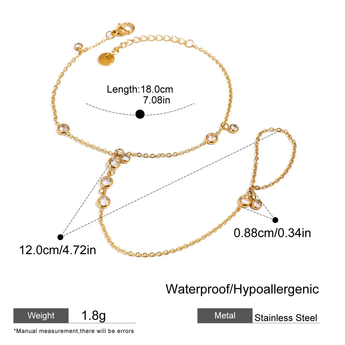 White Gems - Hand Chain
