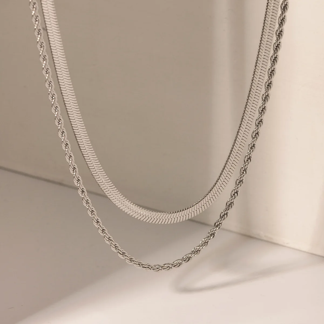 Summer Elegance - 2 Layers Silver Necklace