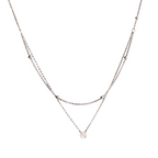 Single Gem - 2 Layers Silver Necklace