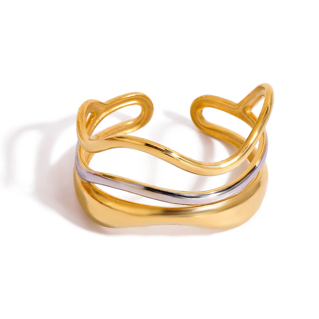 Waves - Gold & Silver Ring