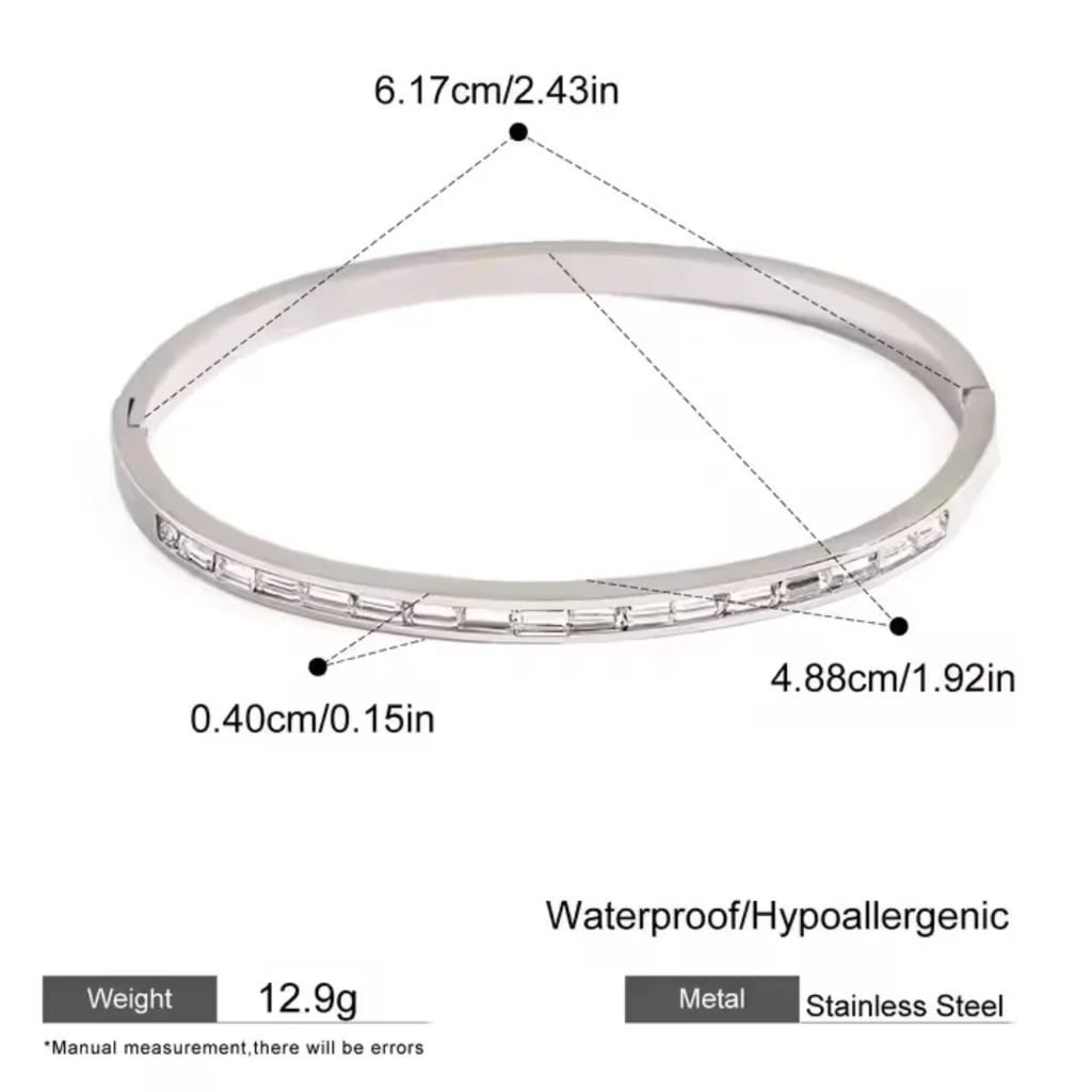 White Shimmer - Silver Bangle