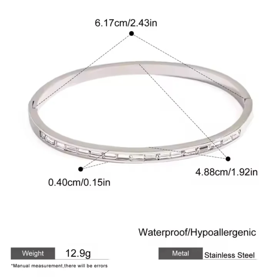 White Shimmer - Silver Bangle