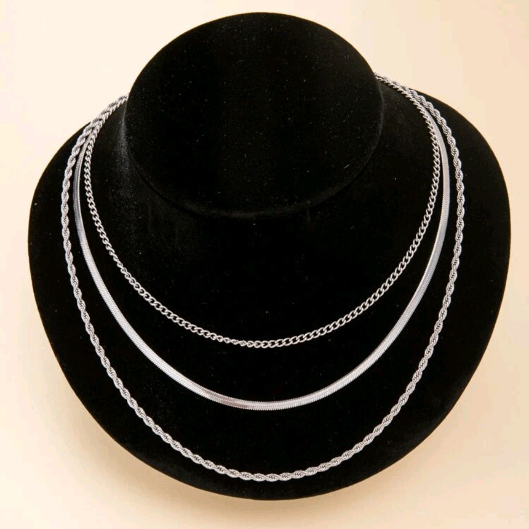Classy - Set of 3 Silver Necklaces