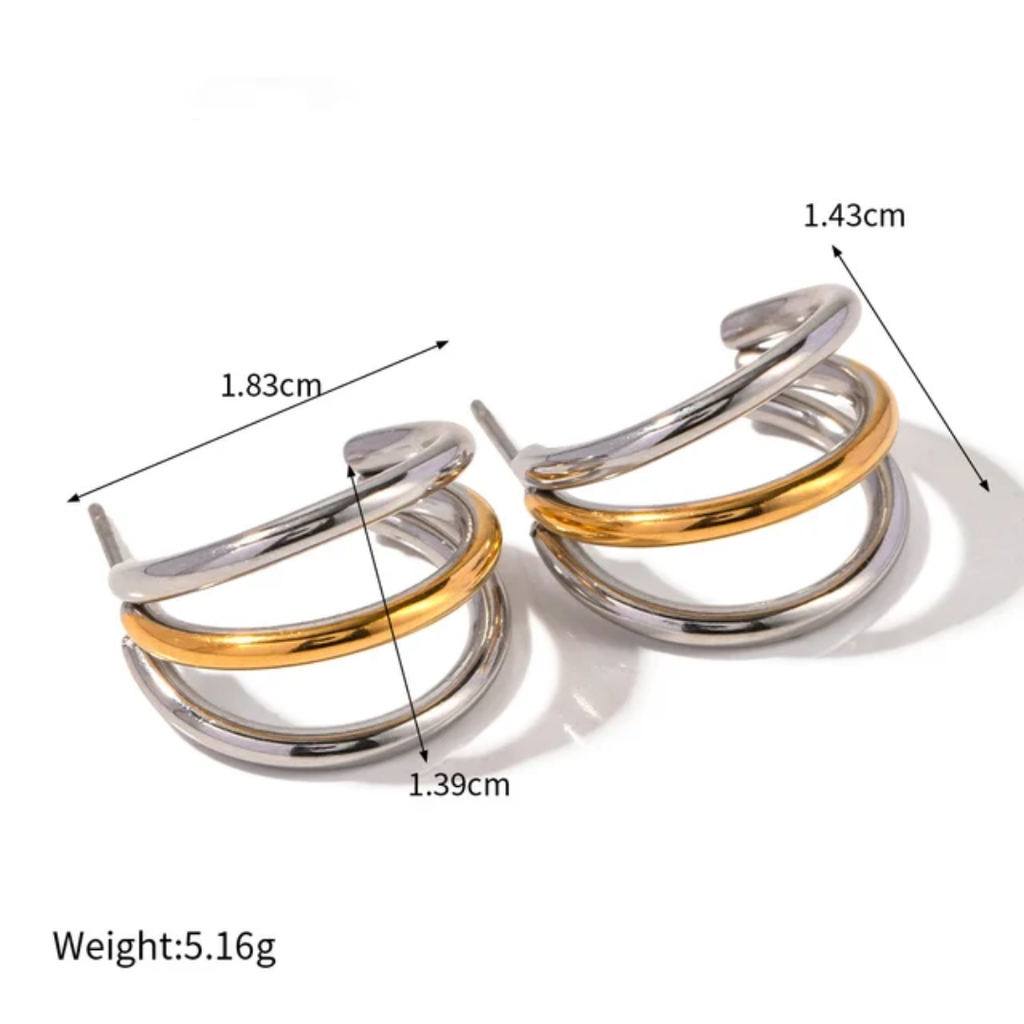 Mini Trio - Gold & Silver Earrings