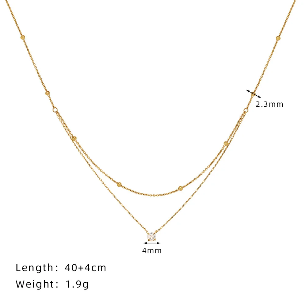 Single Gem - 2 Layers Necklace