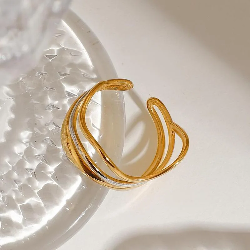 Waves - Gold & Silver Ring