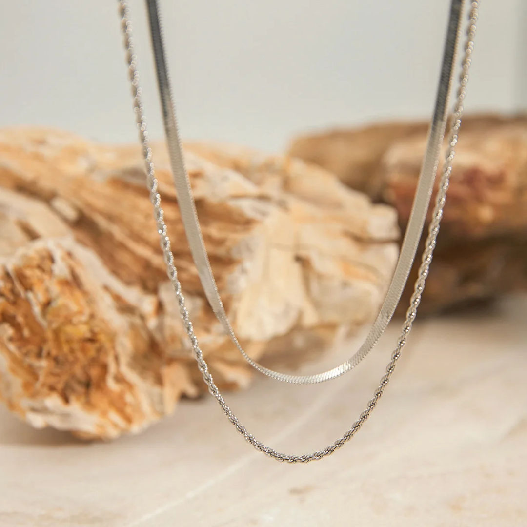 Summer Elegance - 2 Layers Silver Necklace