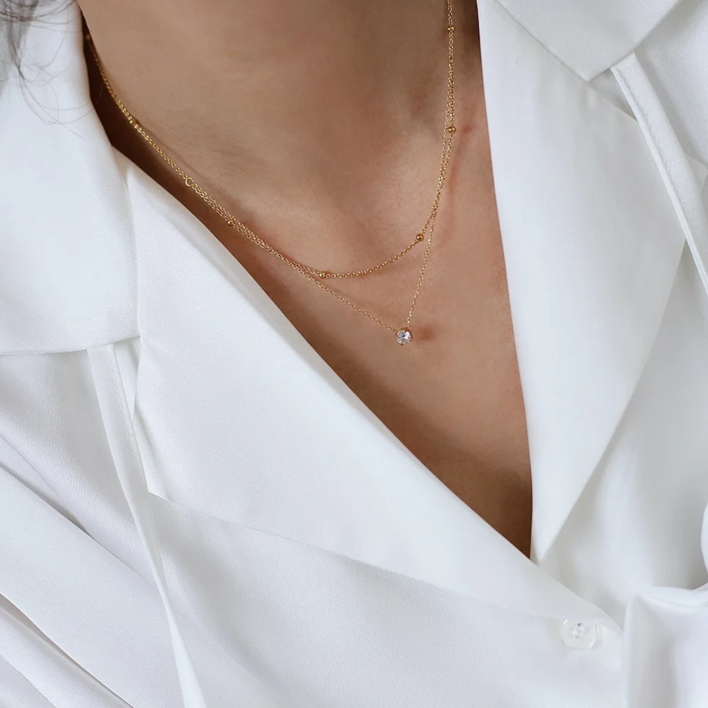 Single Gem - 2 Layers Necklace