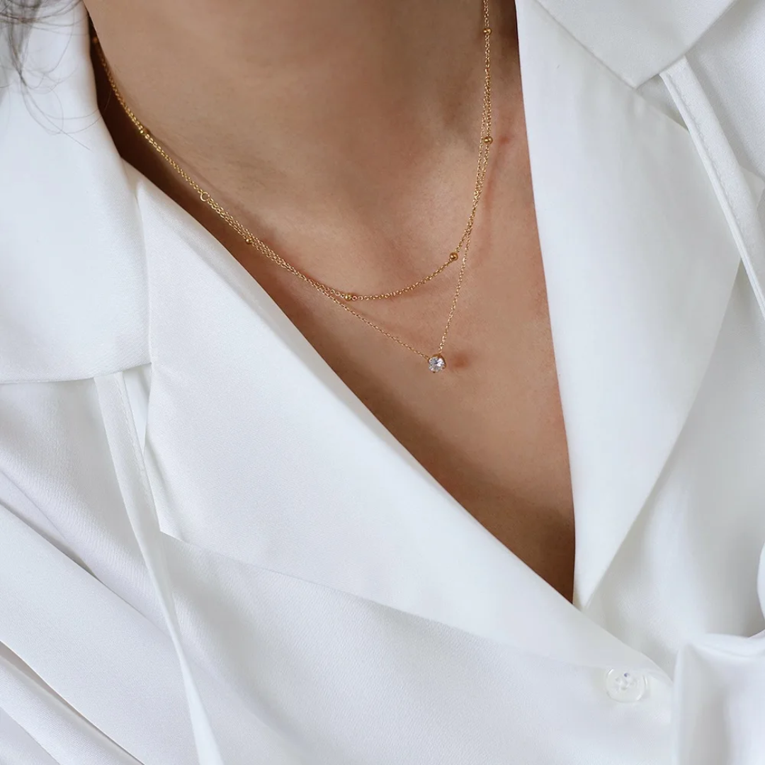 Single Gem - 2 Layers Necklace